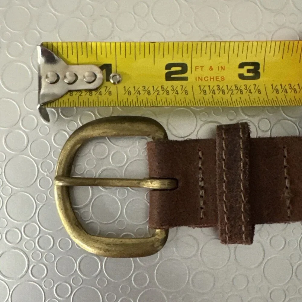 Vintage Mexico Braided Leather Belt 42 Mens Brown Wide Open Weave Brass Chevron